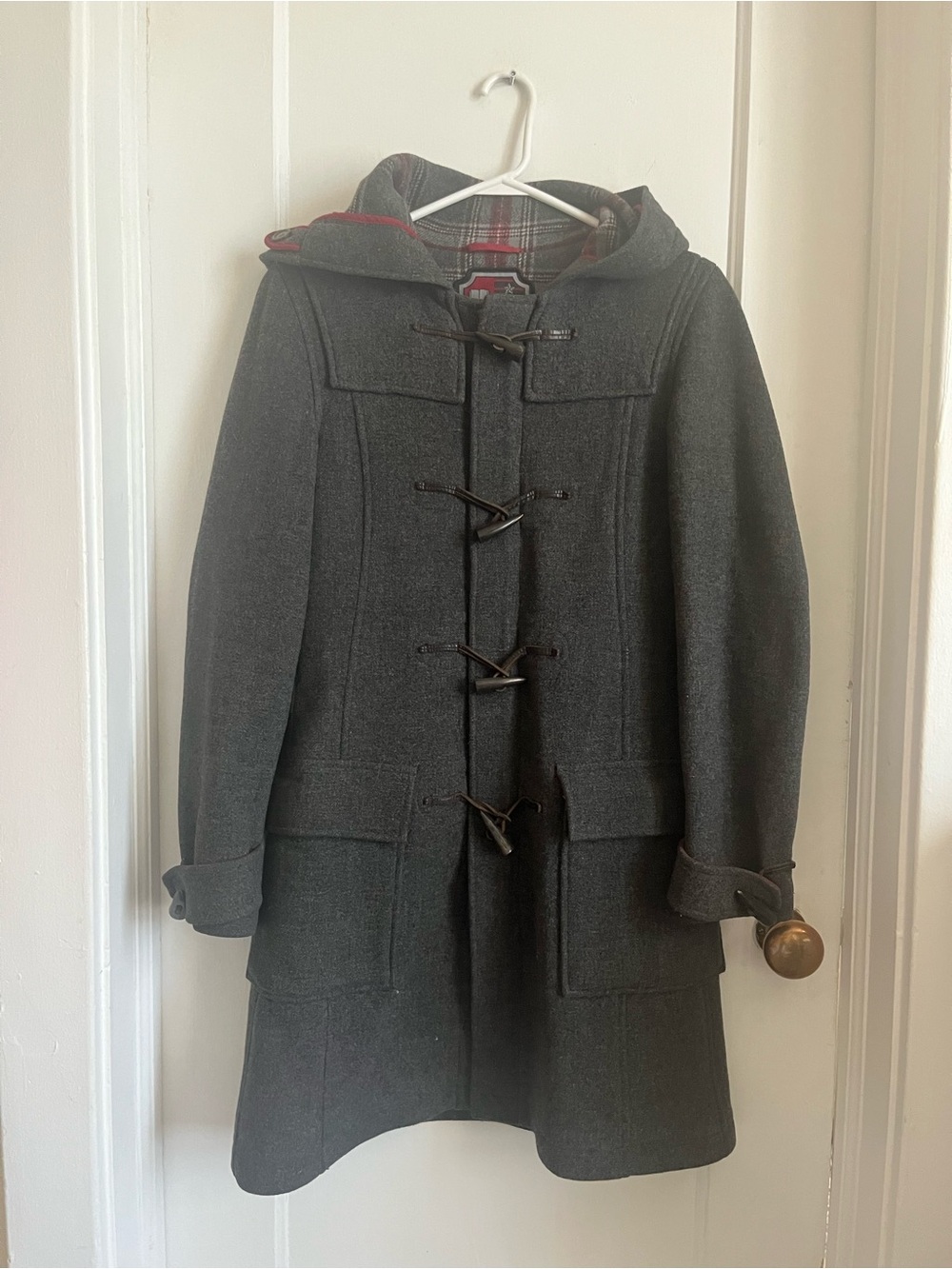 TNA- Aritzia Dark Gray Toggle Hooded Pea Coat